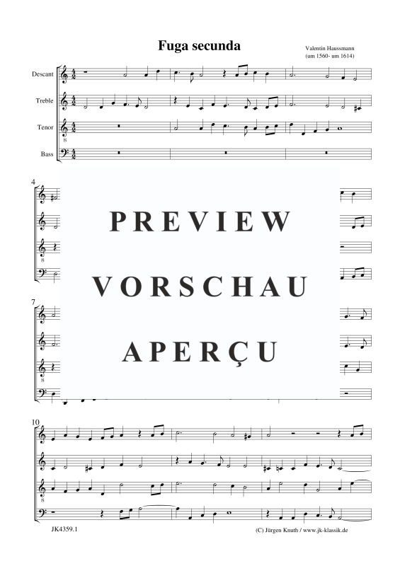 Produktgalerie: Seite 2 von 9 Fuga secunda, , Gemischtes Ensemble für 4 diverse Instrumente