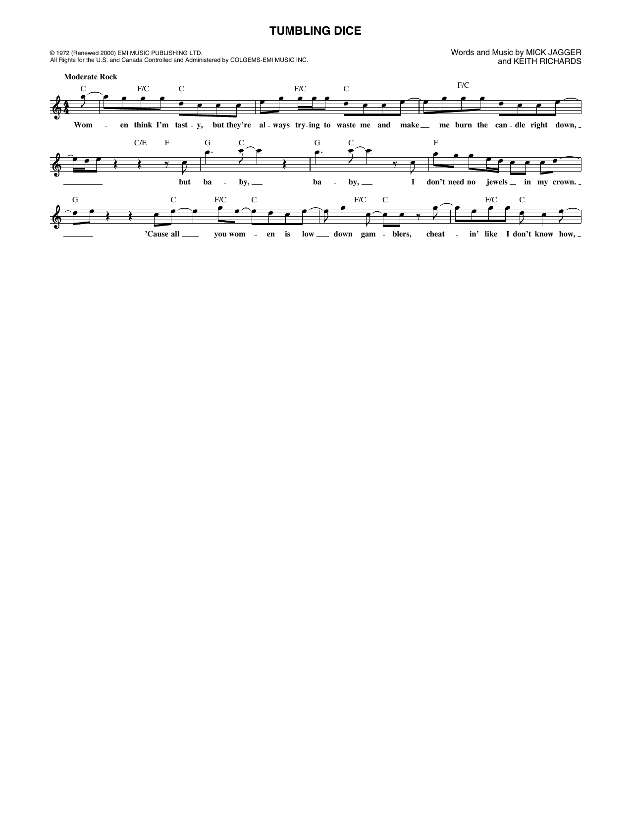 Produktgalerie: Seite 1 von 1 Tumbling Dice, The Rolling Stones, Melodieinstrument
