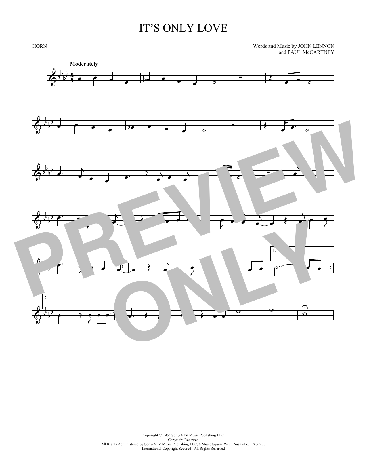 Produktgalerie: Seite 1 von 1 It's Only Love, The Beatles, Horn