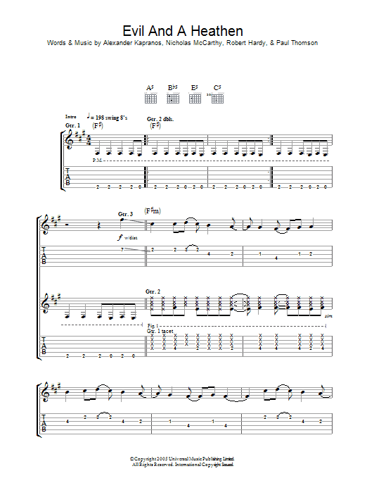 Produktgalerie: Seite 1 von 1 Evil And A Heathen, Franz Ferdinand, Gitarre