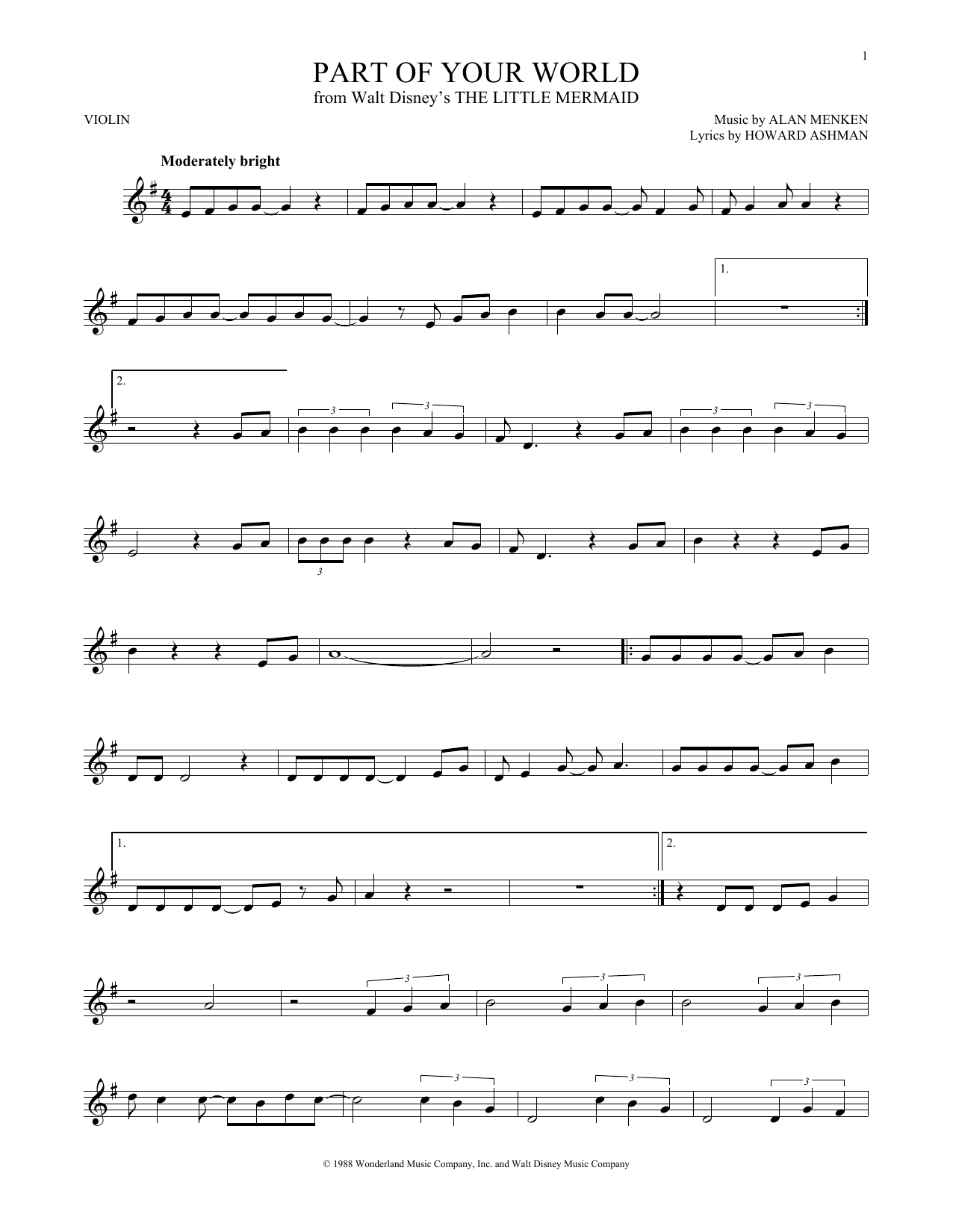 Product gallery: Page 1 of 1 Part Of Your World (from The Little Mermaid), Alan Menken & Howard Ashman