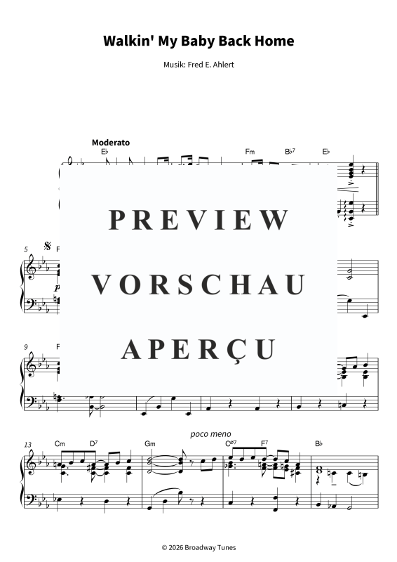 Produktgalerie: Seite 5 von 7 Walkin´ My Baby Back Home - zeitloser Jazz Standard - gut spielbare Klavierfassung in Es-Dur, , Klavier Solo