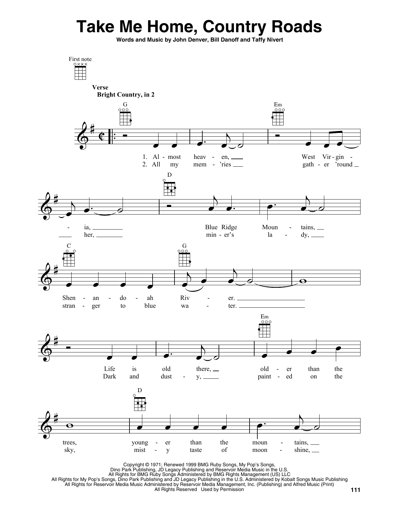 Product gallery: Page 1 of 1 Take Me Home, Country Roads, John Denver