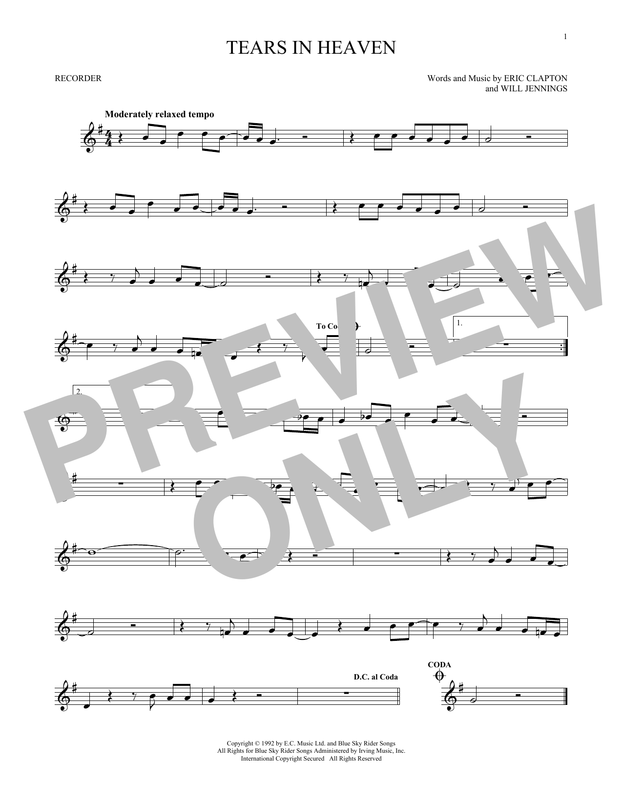 Product gallery: Page 1 of 1 Tears In Heaven, Eric Clapton