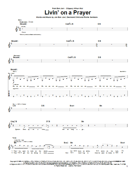 Produktgalerie: Seite 1 von 1 Livin' On A Prayer, Bon Jovi, Gitarre