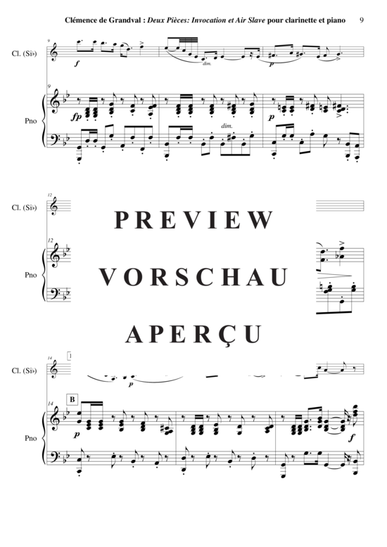 Product gallery: Page 10 of 21 Deux Pièces : Invocation et Air Slave , , (clarinet in Bb + piano)