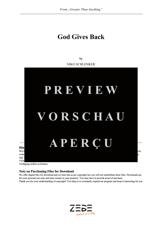 gallery: God Gives Back, , Gemischter Chor SAM/Solo opt. und Klavier