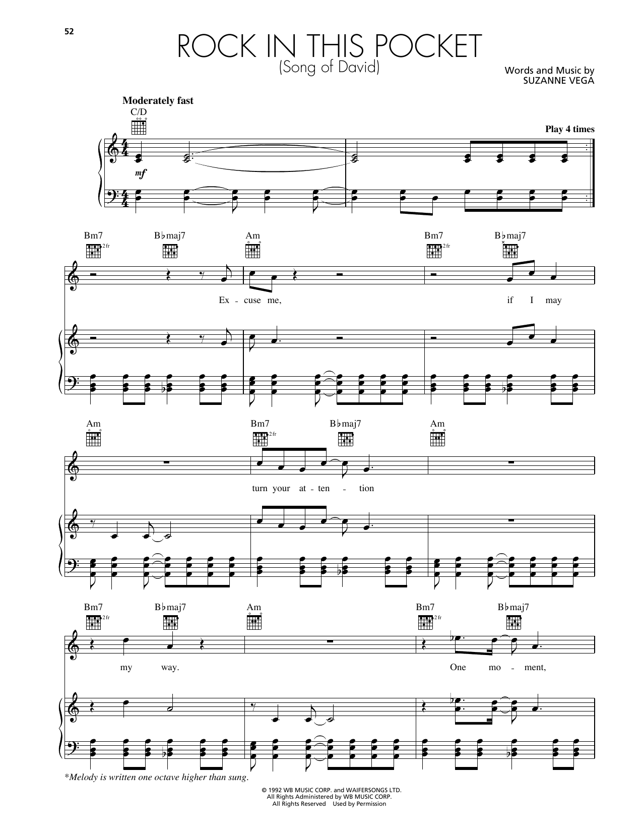 Produktgalerie: Seite 1 von 1 Rock In This Pocket (Song of David), Suzanne Vega, Gesang, Gitarre, Klavier