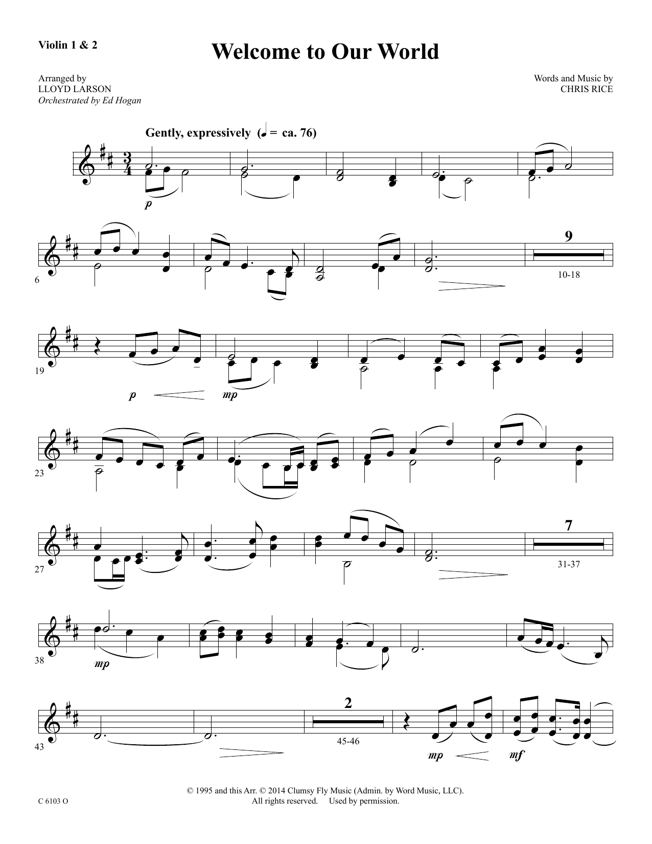 Product picture to: Welcome to Our World - Violin 1, 2