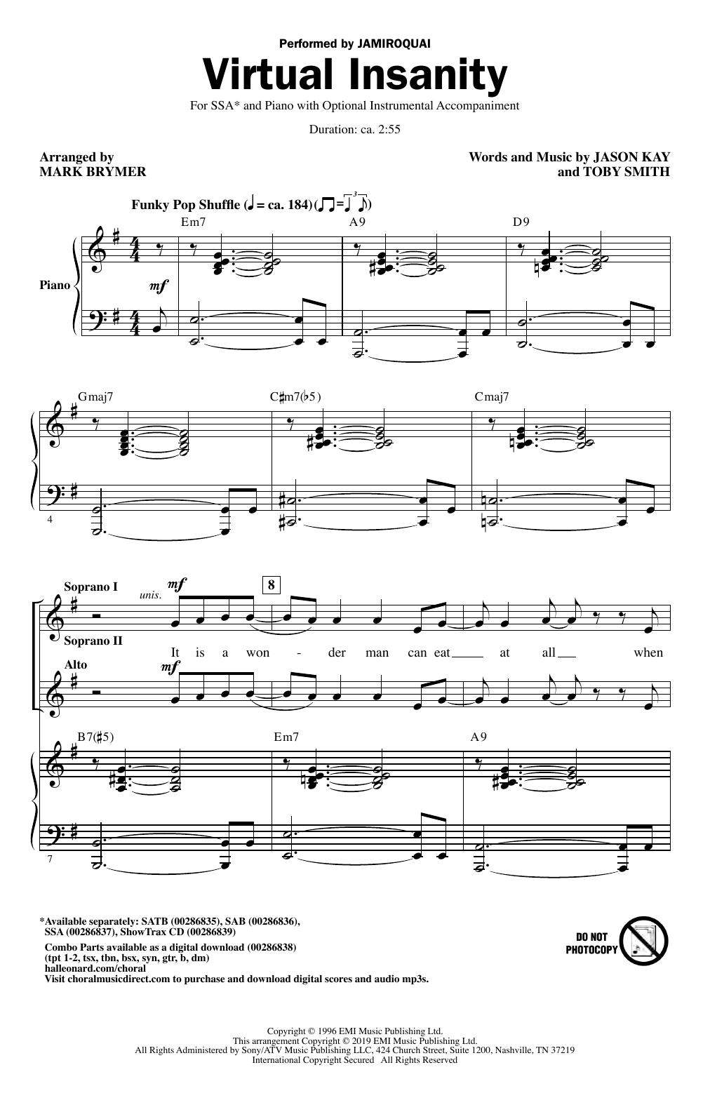 Product gallery: Page 1 of 1 Virtual Insanity (arr. Mark Brymer), Jamiroquai