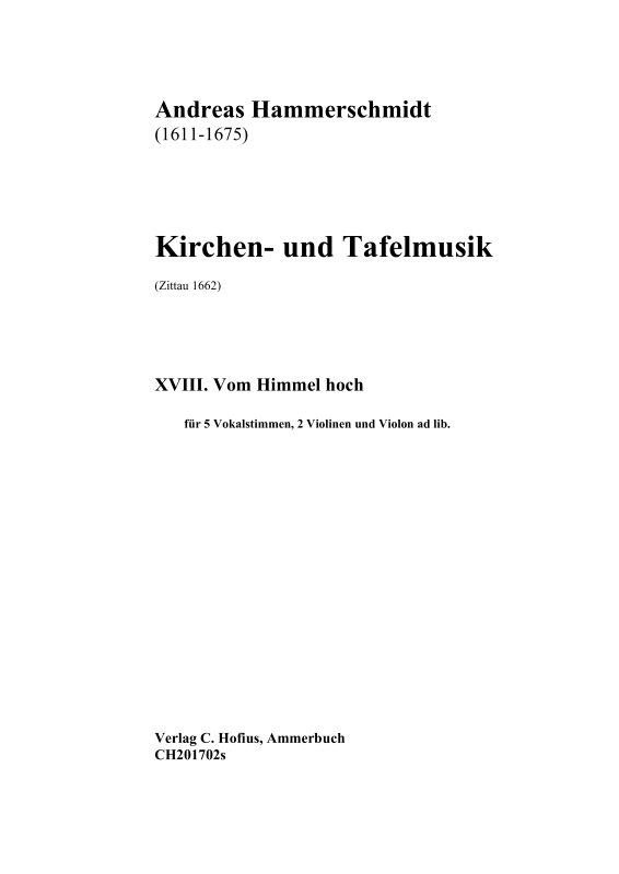 Produktbild zu: Vom Himmel hoch (Partitur)Andreas Hammerschmidt
