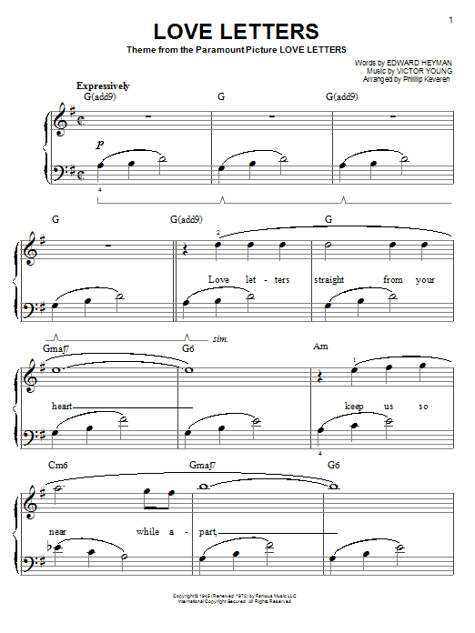 Produktbild zu: Love Letters (arr. Phillip Keveren)
