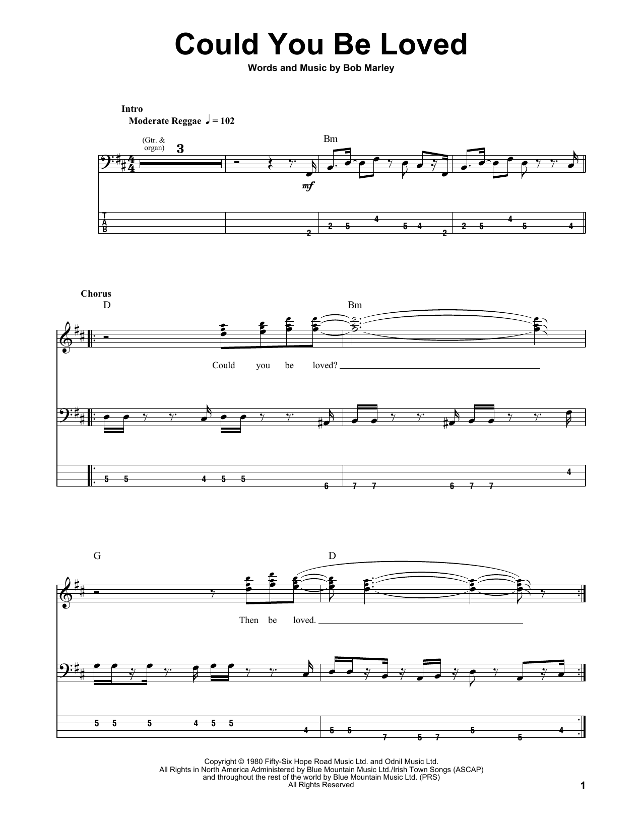 Produktgalerie: Seite 1 von 1 Could You Be Loved, Bob Marley & The Wailers, E-Bass