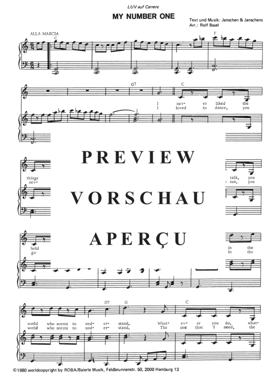 Produktgalerie: Seite 4 von 4 My Number One , Luv, Klavier und Gesang