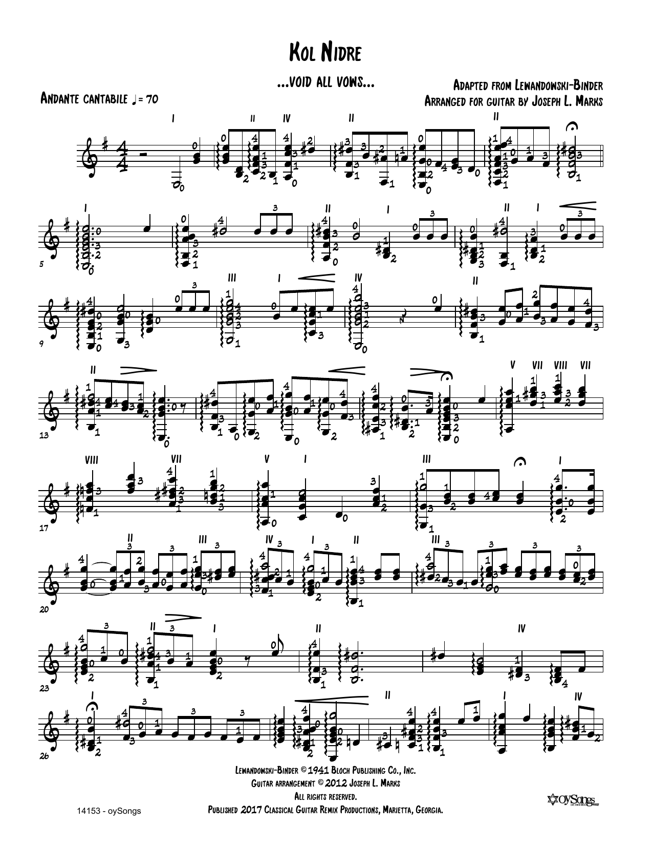 Product gallery: Page 1 of 1 Kol Nidre (arr. Joe Marks), Louis Lewandowski