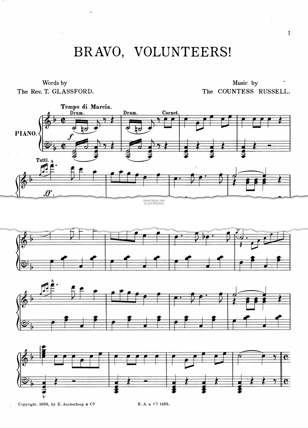 Produktgalerie: Seite 1 von 1 Bravo Volunteers, The Countess Russell, Gesang, Klavier
