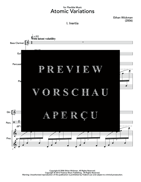 Produktgalerie: Seite 5 von 11 Atomic Variations, , (Quartett Bass Klarinette, Gitarre, Percussion und Klavier)
