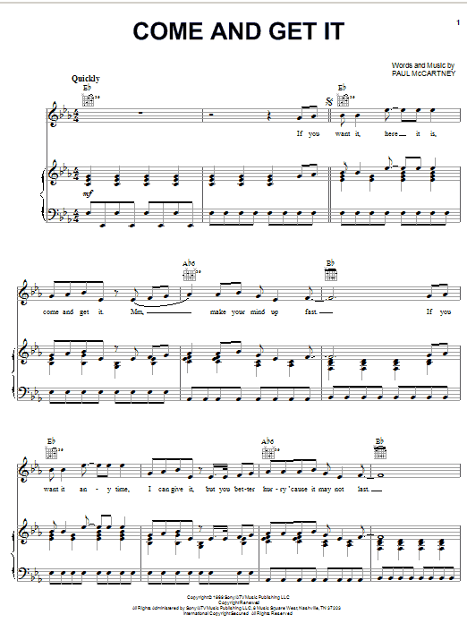 Produktgalerie: Seite 1 von 1 Come And Get It, Badfinger, Gesang, Gitarre, Klavier