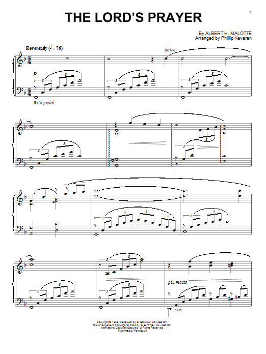 Product gallery: Page 1 of 1 The Lord's Prayer (arr. Phillip Keveren), Albert H. Malotte