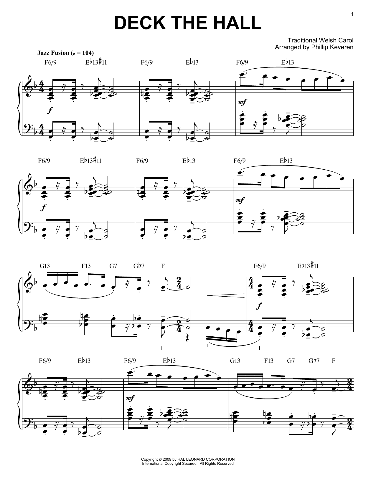 Product gallery: Page 1 of 1 Deck The Hall [Jazz version] (arr. Phillip Keveren), Traditional Welsh Carol