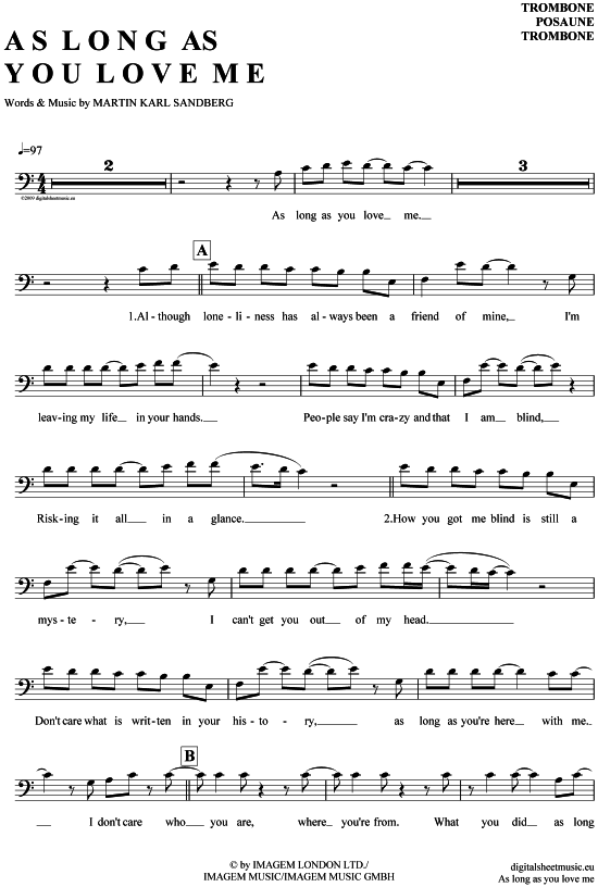 Product gallery: Page 1 of 4 As long as you love me , Backstreet Boys, (Posaune / Bariton)