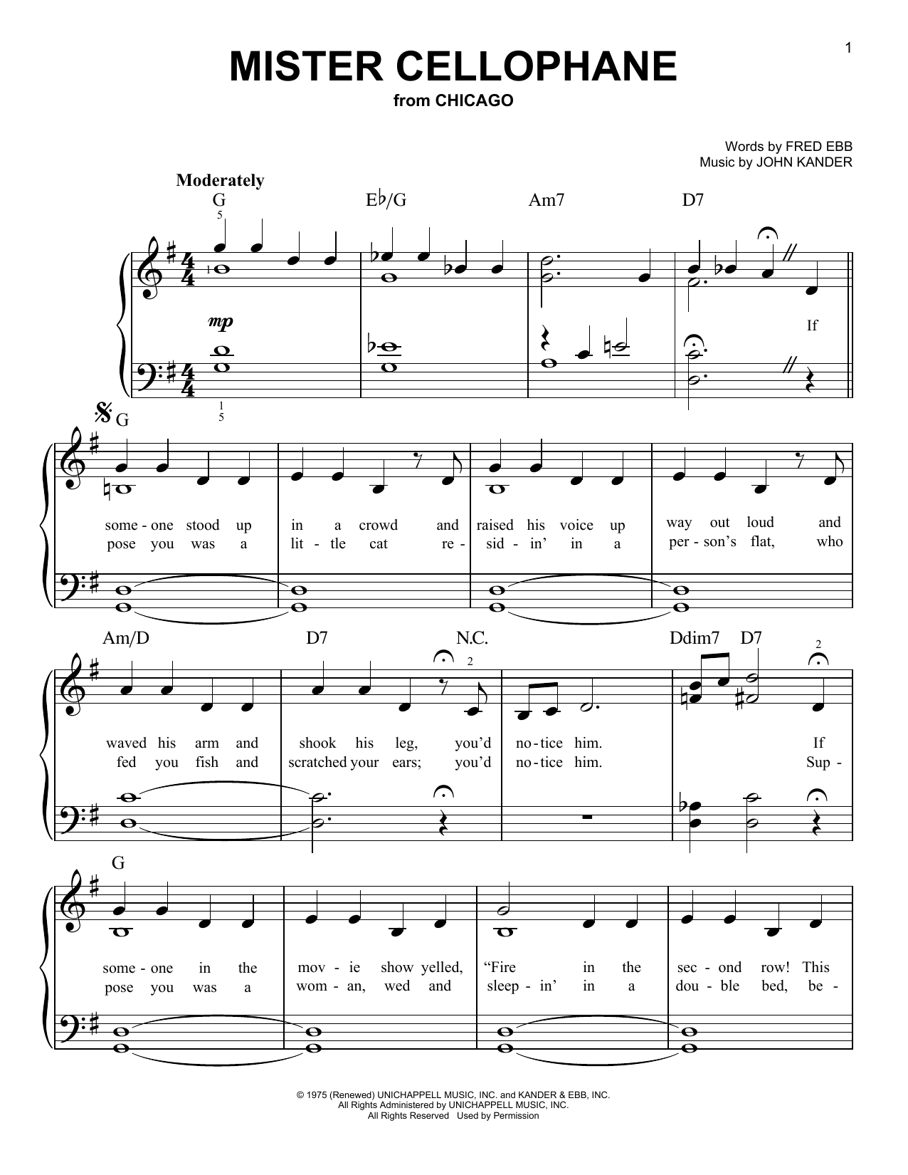 Product gallery: Page 1 of 1 Mister Cellophane (from Chicago), Kander & Ebb