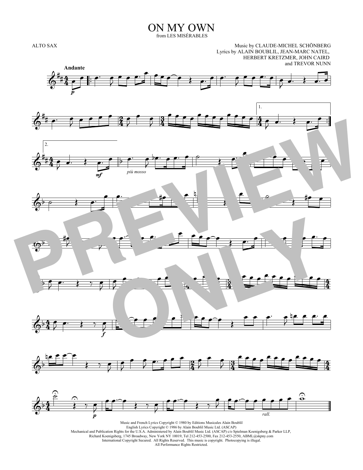 Product gallery: Page 1 of 1 On My Own (from Les Miserables), Claude-Michel Schönberg