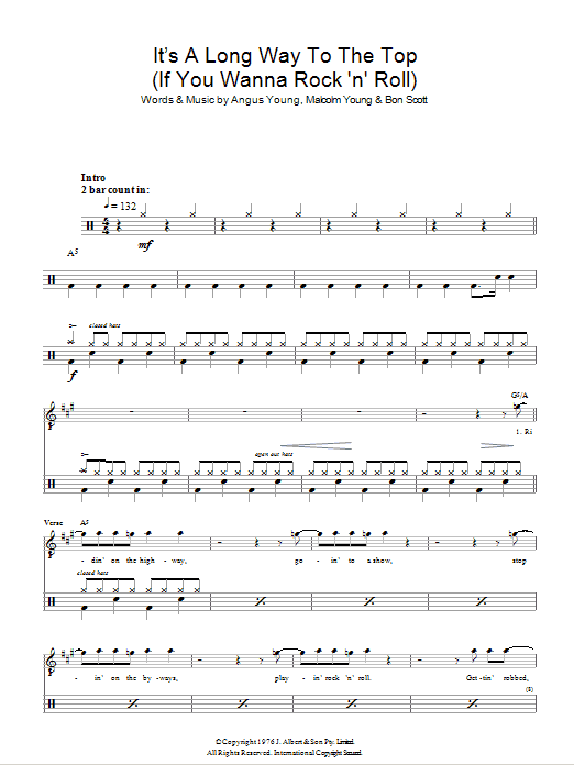 Produktgalerie: Seite 1 von 1 It's A Long Way To The Top (If You Wanna Rock 'N' Roll) (Drums), AC/DC, Melodieinstrument