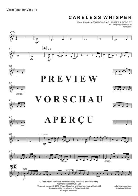 Produktgalerie: Seite 19 von 20 Careless Whisper , Michael, George, (Streicher Quintett)
