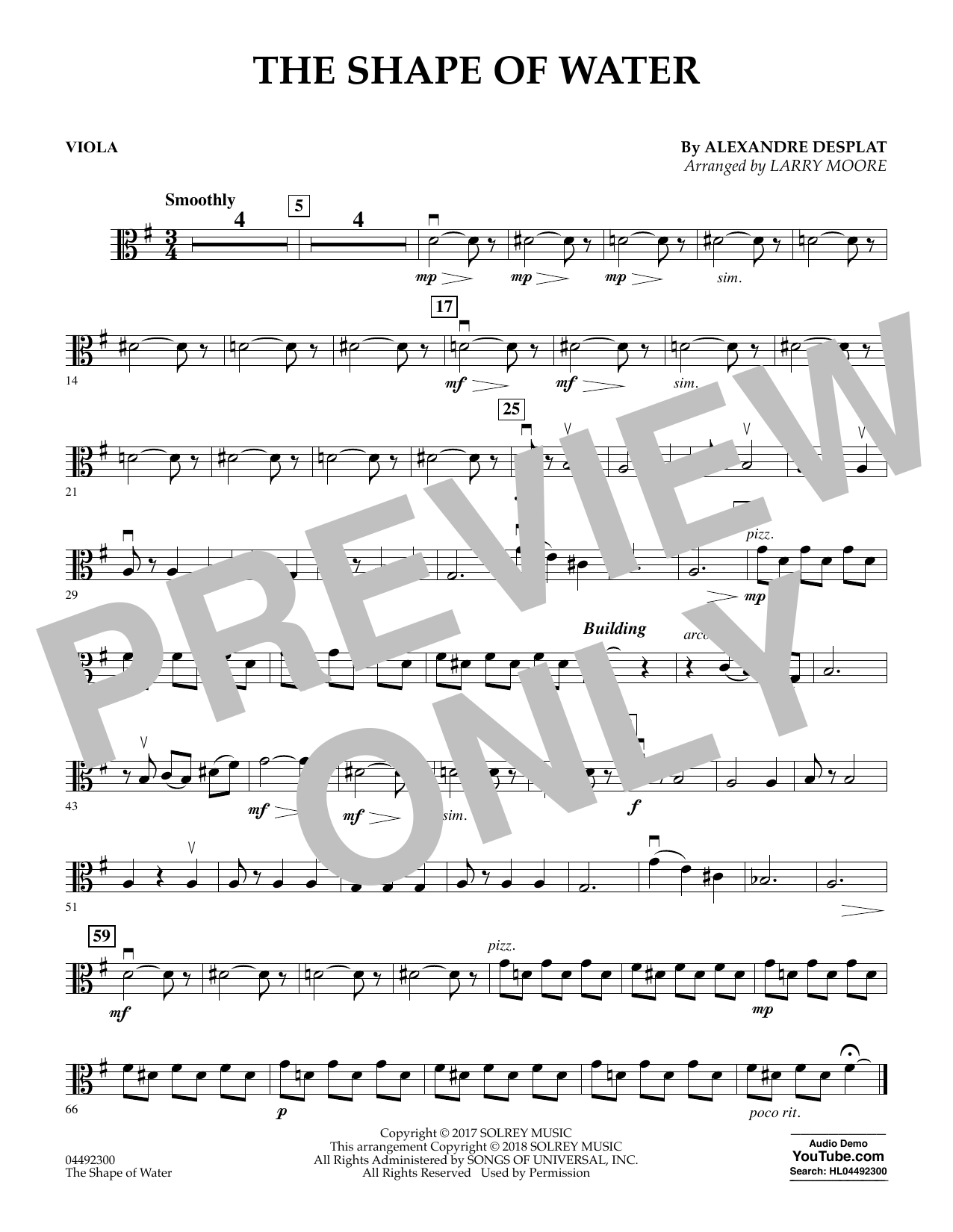 Produktbild zu: The Shape of Water (arr. Larry Moore) - Viola