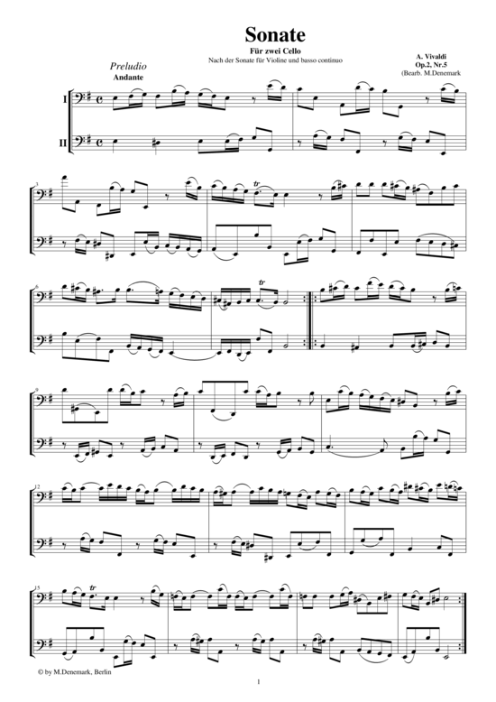 Sonate für zwei Celli op.2 Nr.5