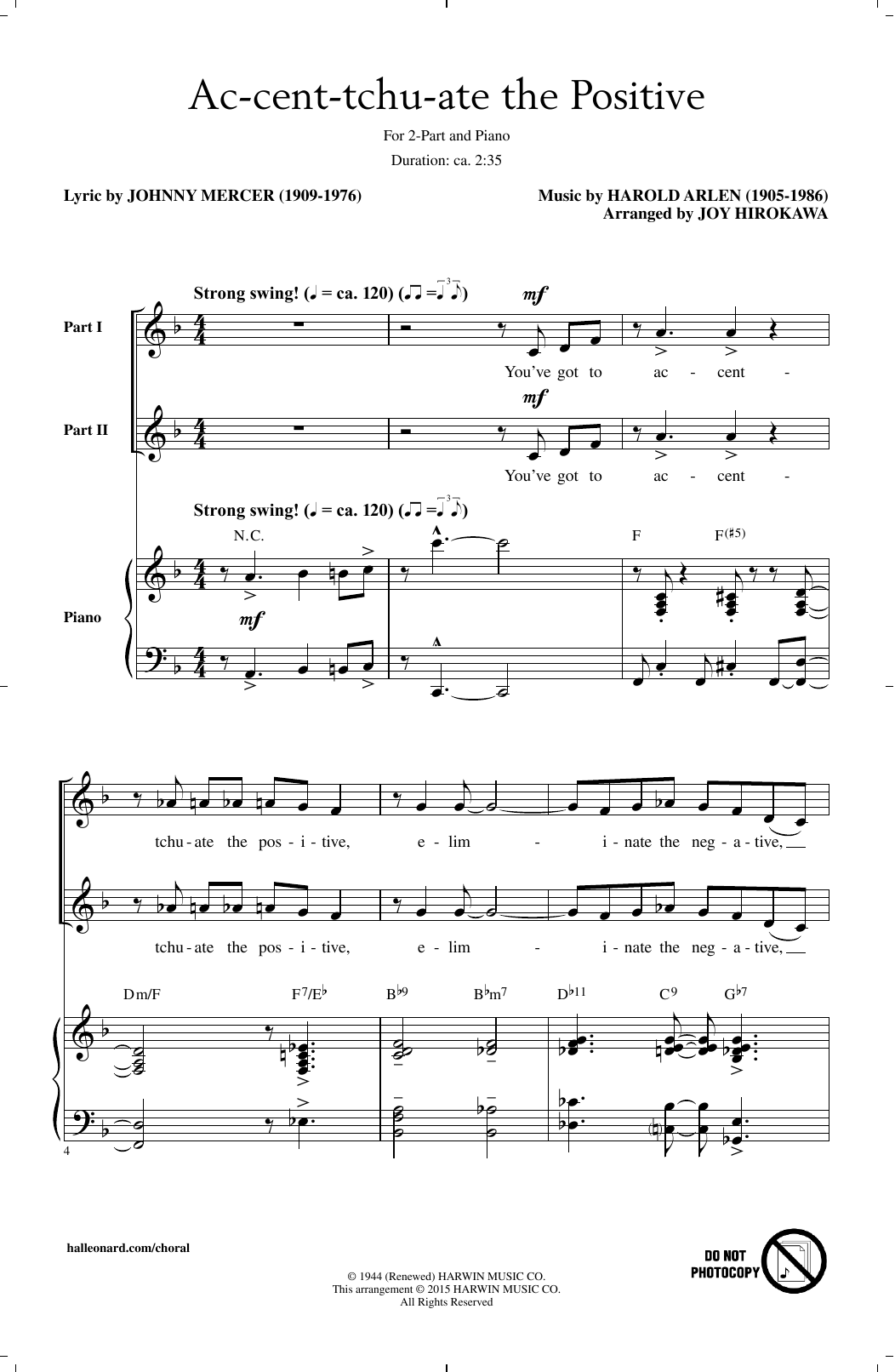 Produktgalerie: Seite 1 von 1 Ac-cent-tchu-ate The Positive (arr. Joy Hirokawa), Harold Arlen, Chor