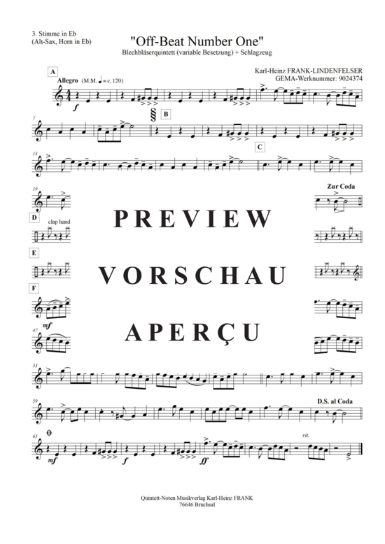 Produktgalerie: Seite 14 von 21 Off-Beat Number One , , (Quintett, variable Besetzung)