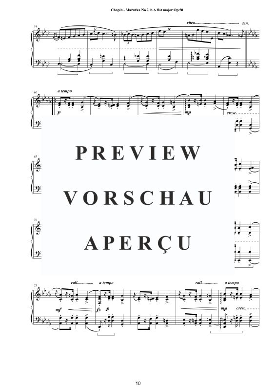 Produktgalerie: Seite 11 von 11 3 Mazurkas Op. 50 für Klavier - Vollständige Partituren, , Klavier Solo