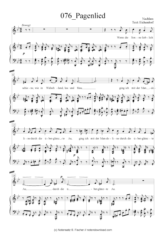 Product picture to: Pagenlied Felix Mendelssohn Bartholdy (1809-1947)