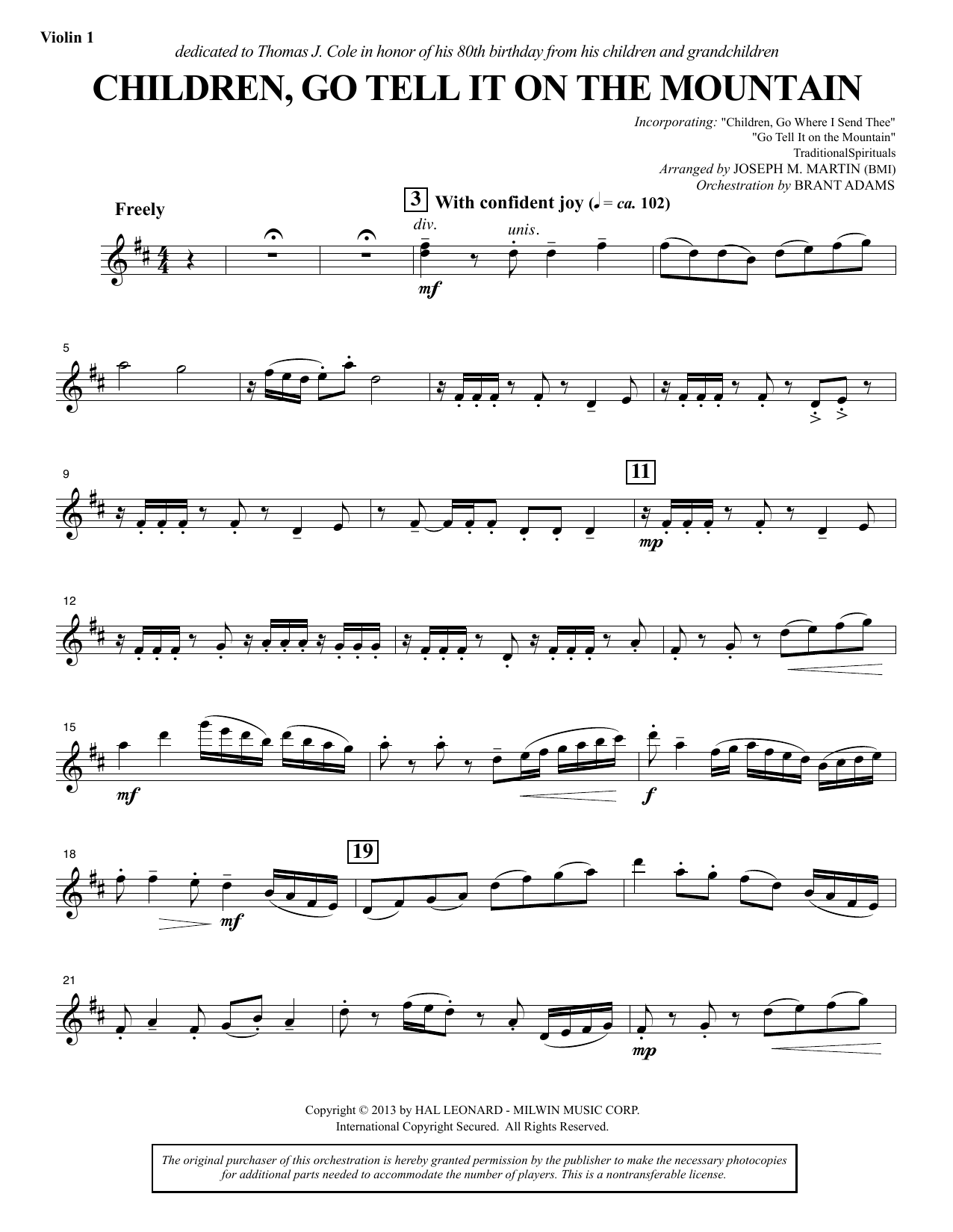 Produktbild zu: Children, Go Tell It on the Mountain - Violin 1