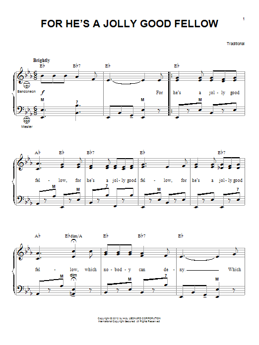 Produktgalerie: Seite 1 von 1 For He's A Jolly Good Fellow (arr. Gary Meisner), Traditional, Akkordeon