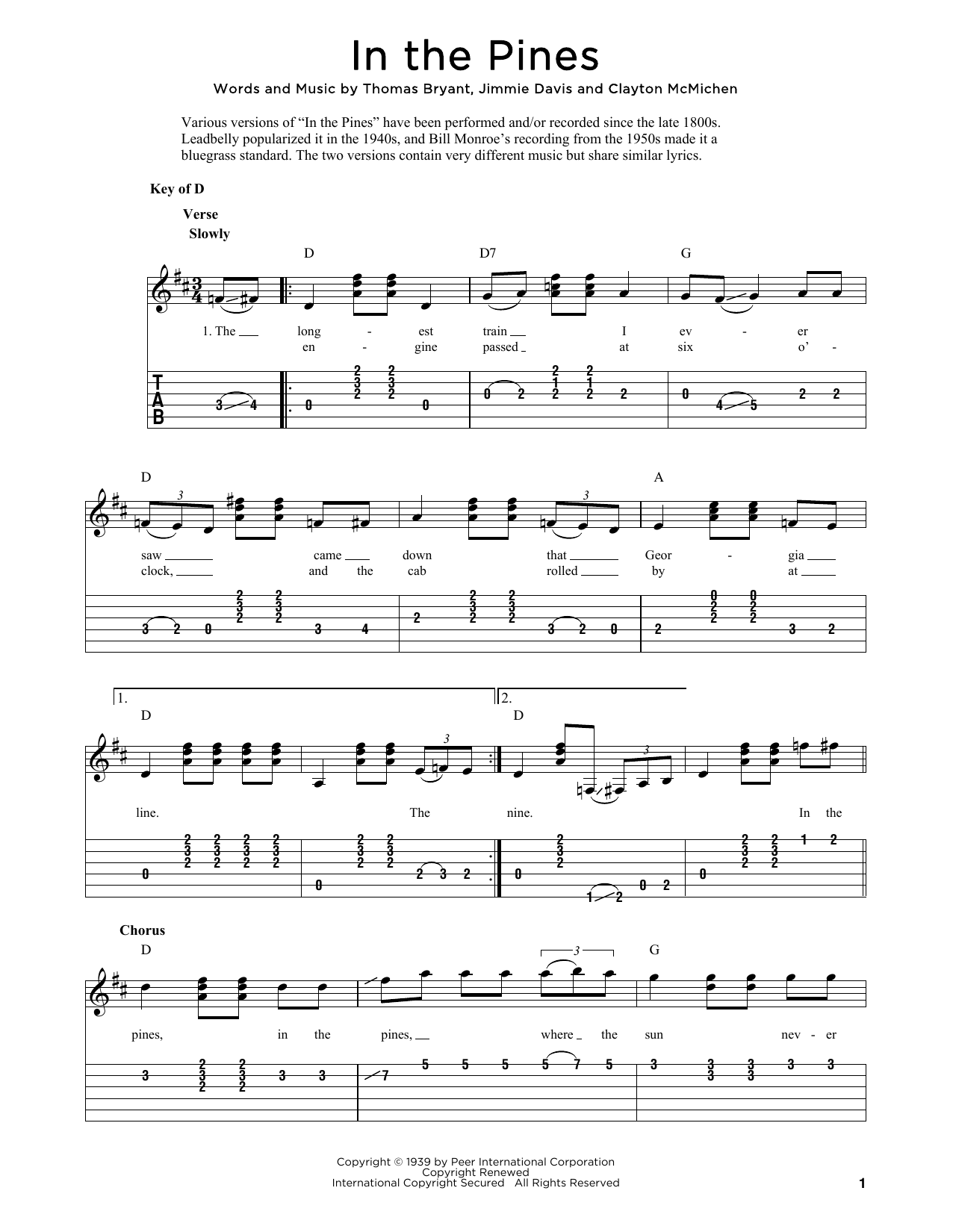 Produktgalerie: Seite 1 von 1 In The Pines (arr. Fred Sokolow), Thomas Bryant, Gitarre