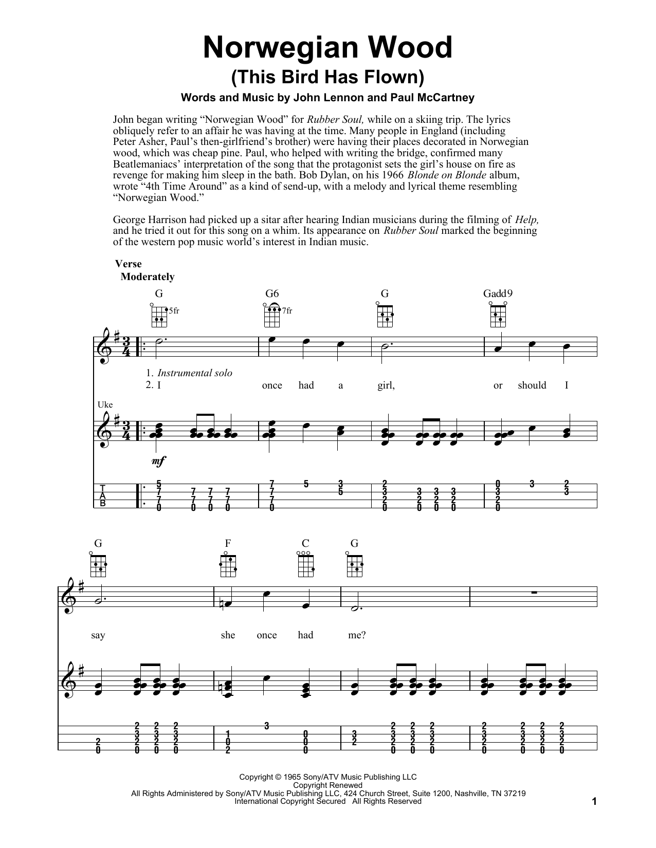 Product gallery: Page 1 of 1 Norwegian Wood (This Bird Has Flown), The Beatles
