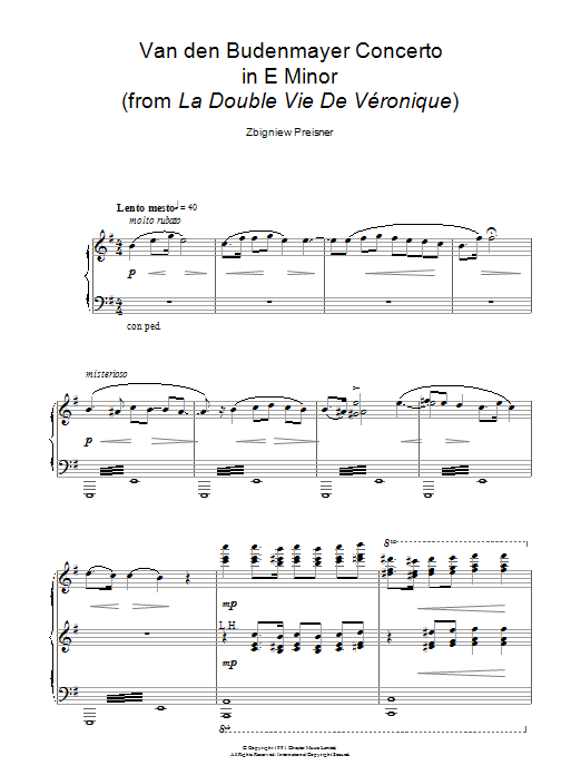 Product gallery: Page 1 of 1 Van Den Budenmayer Concerto In E Minor (from La Double Vie De Veronique), Zbigniew Preisner