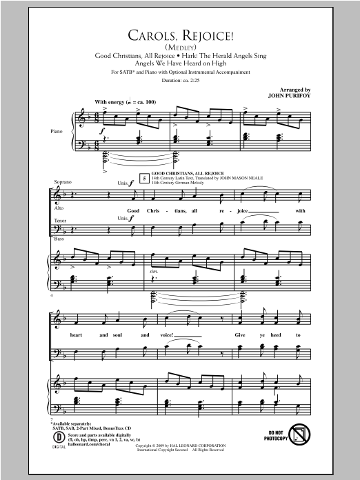 Product gallery: Page 1 of 1 Carols, Rejoice (Medley), John Purifoy