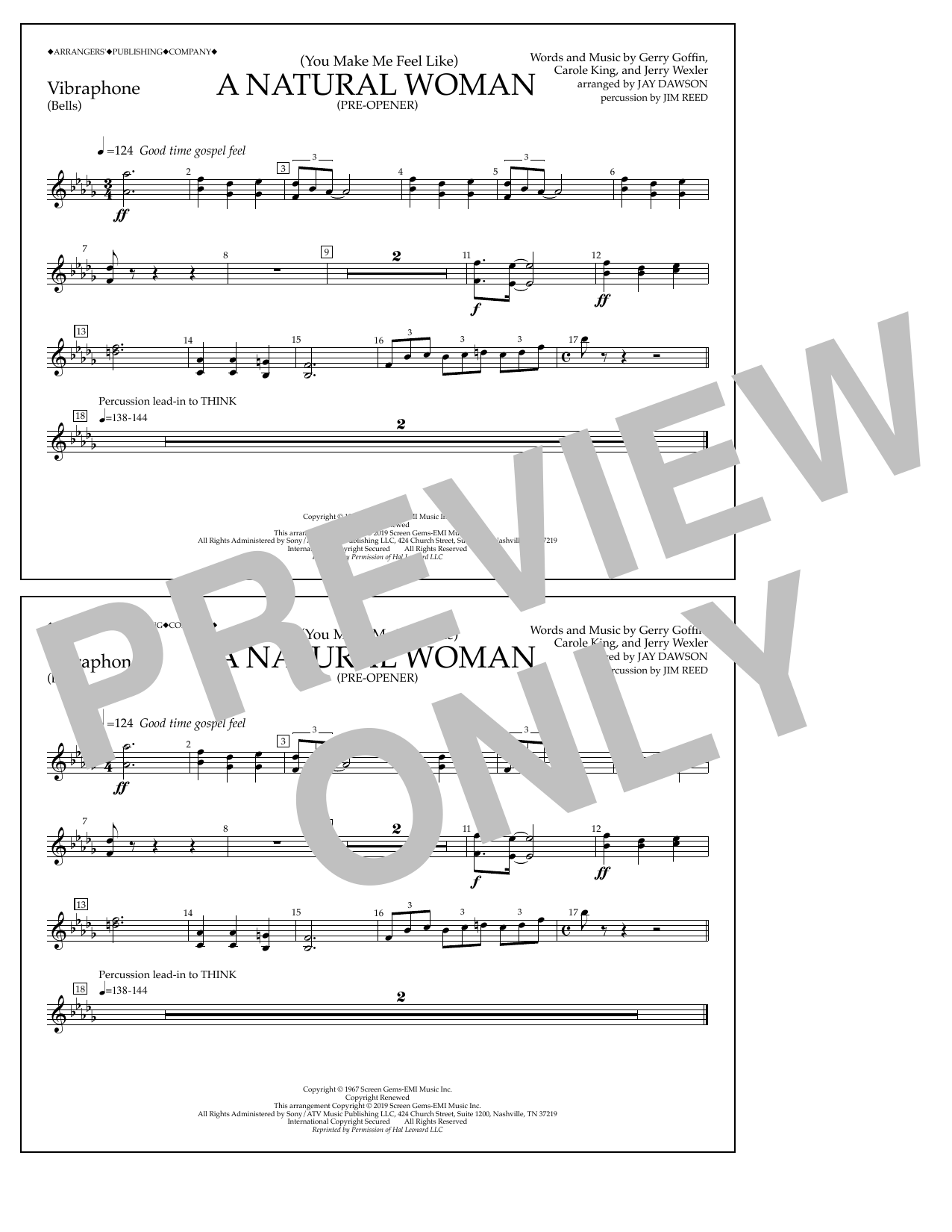 Produktbild zu: (You Make Me Feel Like) A Natural Woman (Pre-Opener) (arr. Jay Dawson) - Vibraphone