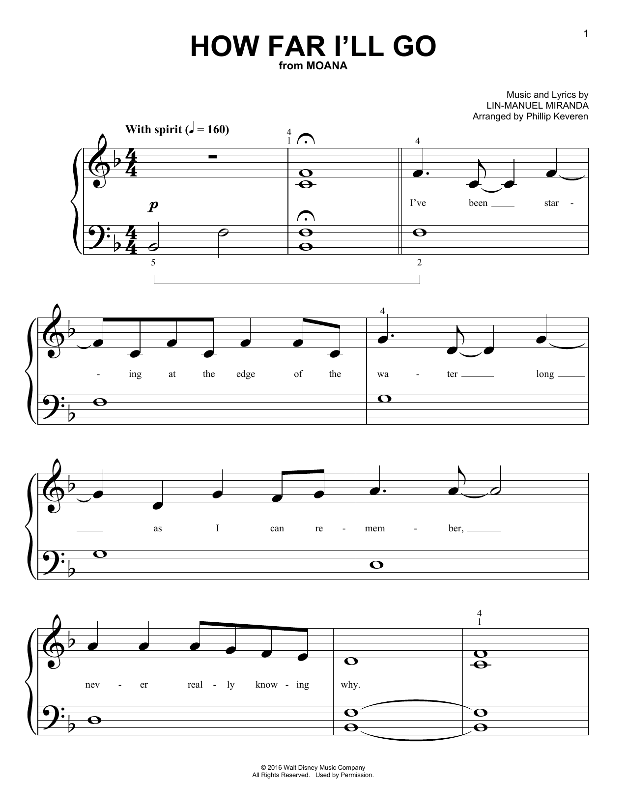 Product picture to: How Far I'll Go (from Moana) (arr. Phillip Keveren)