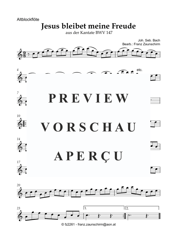 Produktgalerie: Seite 5 von 8 Jesus bleibet meine Freude, , Alt Blockflöte und Orgel