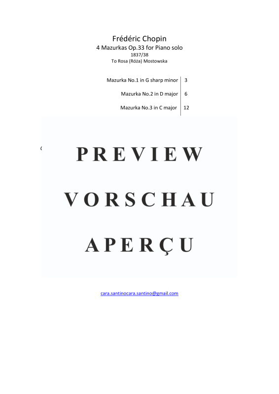 Produktgalerie: Seite 3 von 11 4 Mazurkas Op.33 für Klavier - Vollständige Partituren, , Klavier Solo