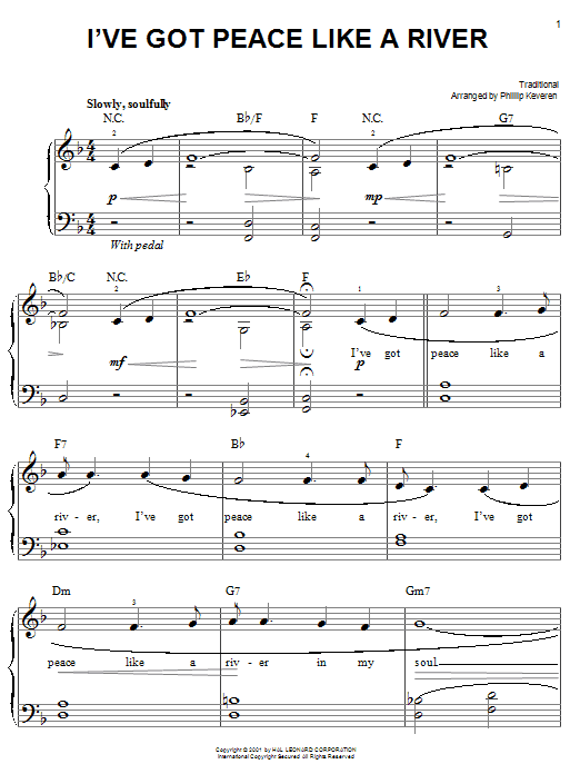 Product picture to: I've Got Peace Like A River (arr. Phillip Keveren)