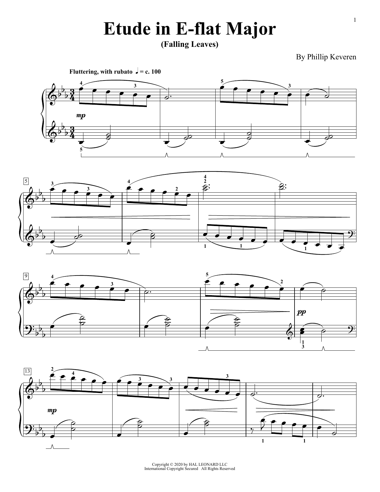 Product gallery: Page 1 of 1 Etude In E-Flat Major (Falling Leaves), Phillip Keveren