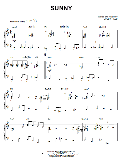 Product gallery: Page 1 of 1 Sunny [Jazz version] (arr. Brent Edstrom), Bobby Hebb
