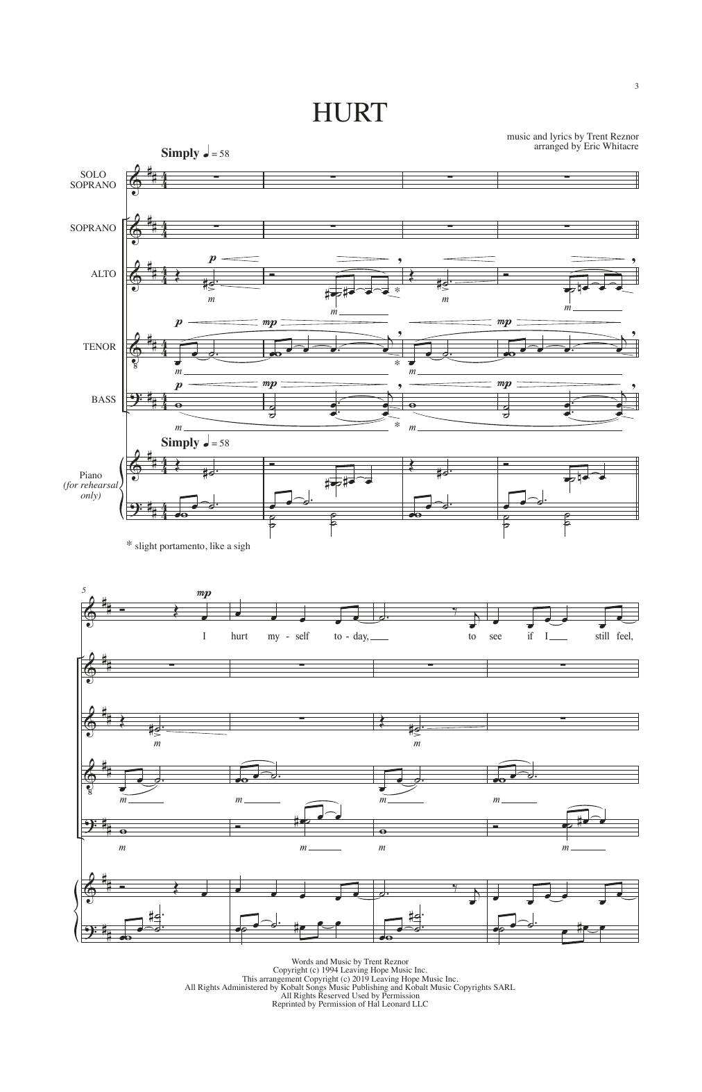 Product picture to: Hurt (arr. Eric Whitacre)