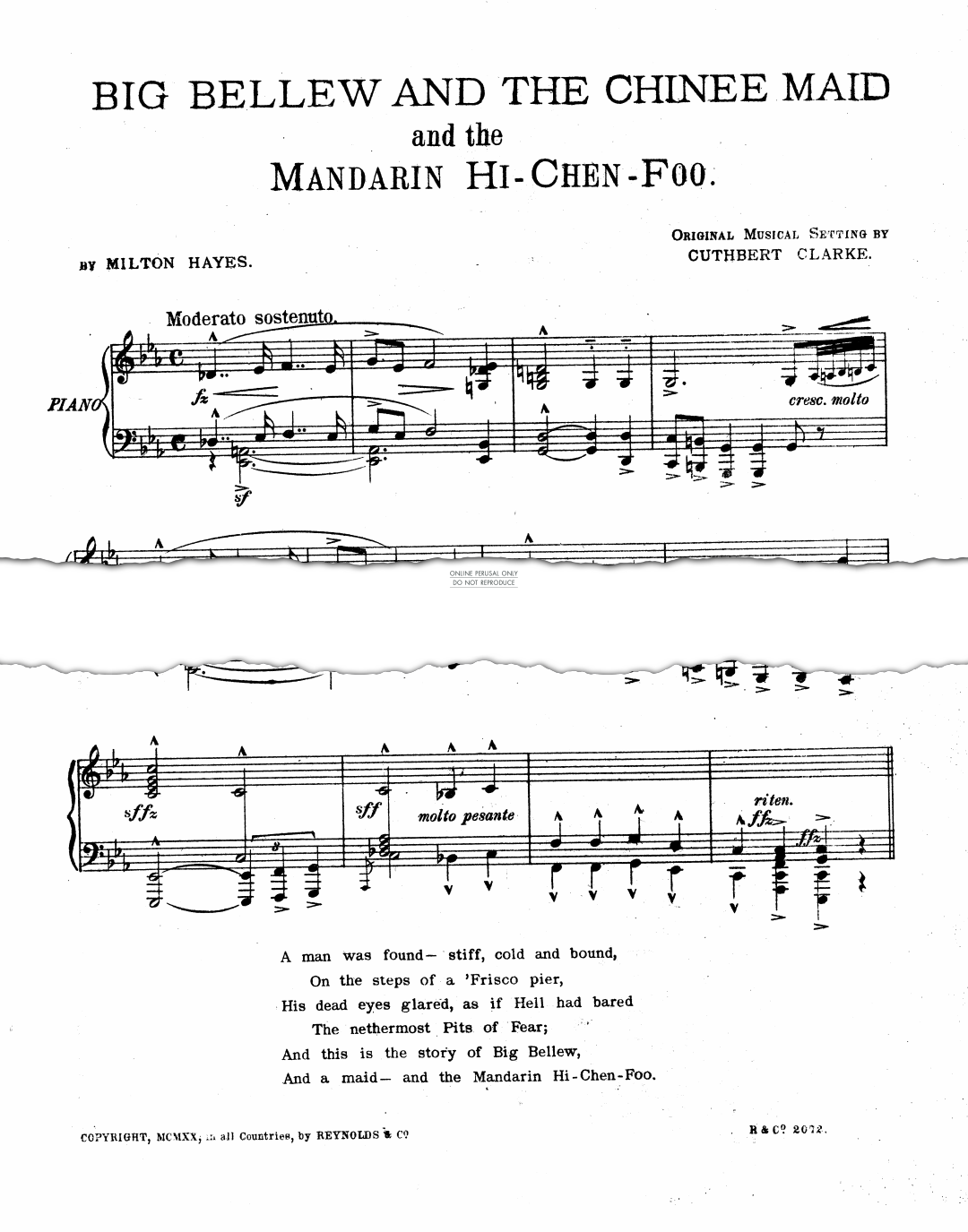 Produktgalerie: Seite 1 von 1 Big Bellew And The Chinee Maid, And The Mandarin Hi-Chen-Foo, Cuthbert Clarke, Gesang, Klavier